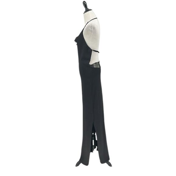 Aya Muse Alpin Beaded Open Back Halter Dress Black Size XL NWT - Picture 6 of 11